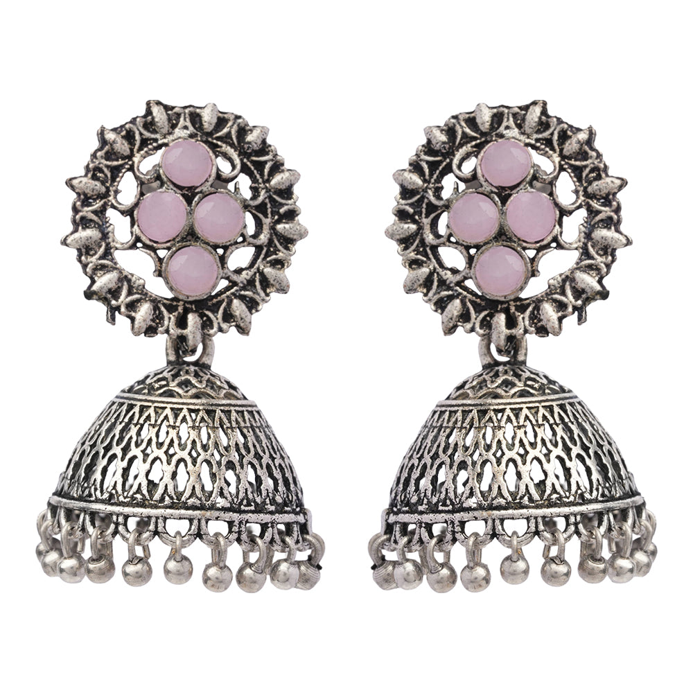 Classic chandlier Jhumka earrings (Baby Pink)