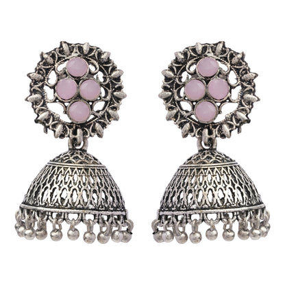 Classic chandlier Jhumka earrings (Baby Pink)