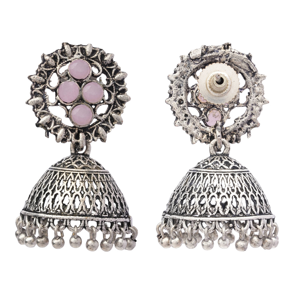 Classic chandlier Jhumka earrings (Baby Pink)