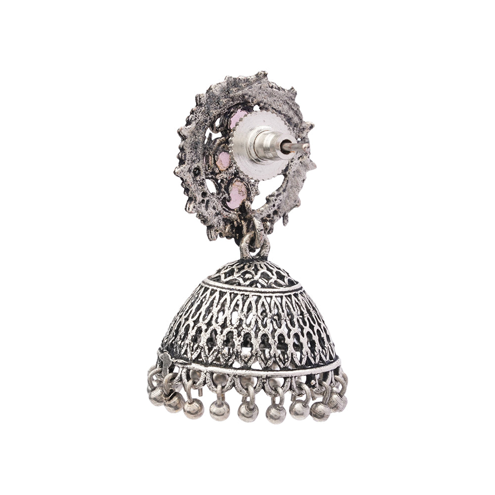 Classic chandlier Jhumka earrings (Baby Pink)