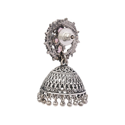 Classic chandlier Jhumka earrings (Baby Pink)