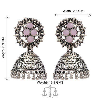 Classic chandlier Jhumka earrings (Baby Pink)