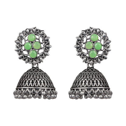 Classic chandlier Jhumka earrings (Pista)