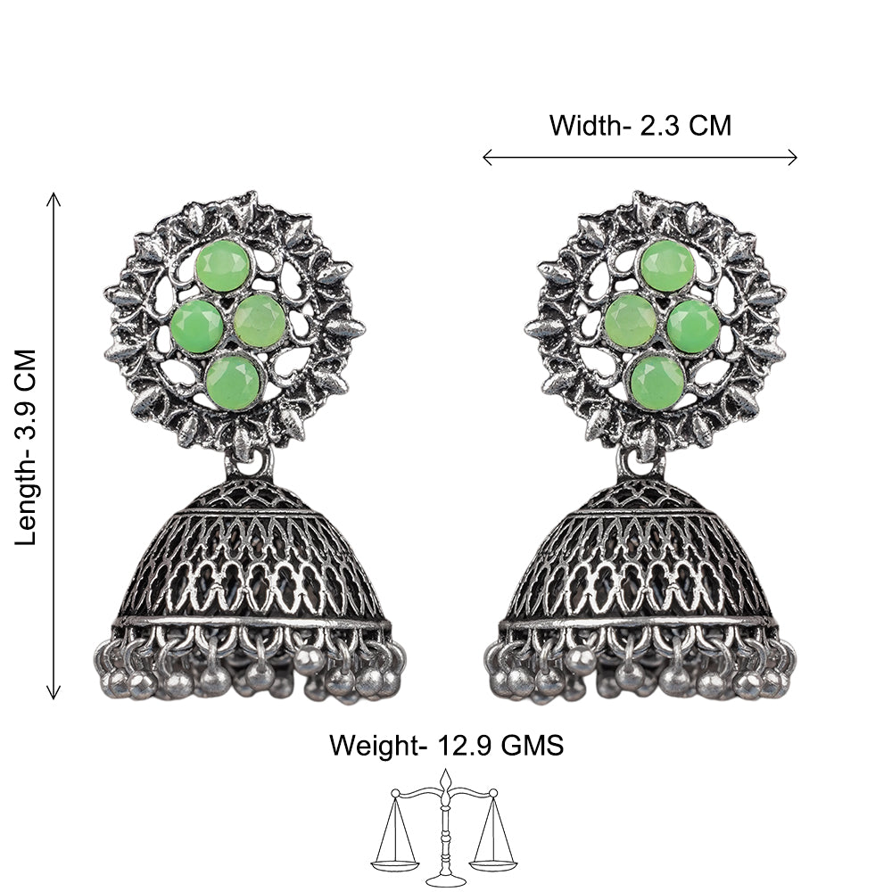 Classic chandlier Jhumka earrings (Pista)