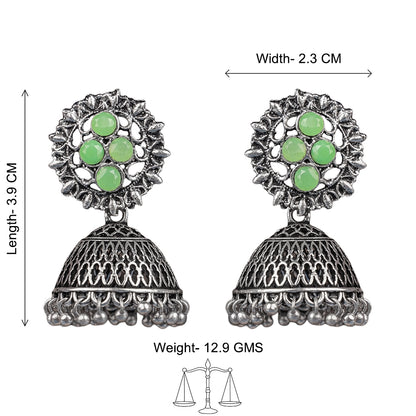 Classic chandlier Jhumka earrings (Pista)