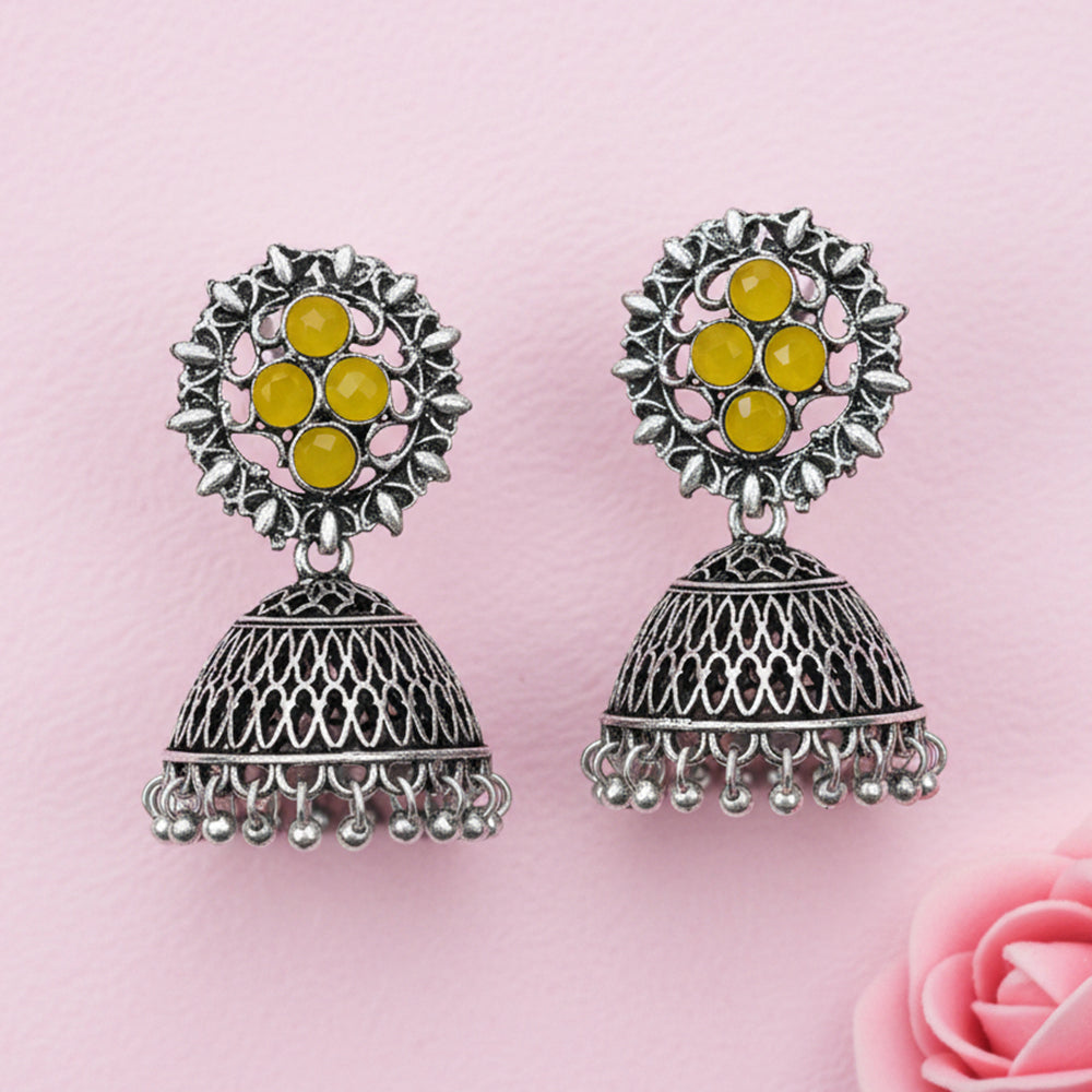 Classic chandlier Jhumka earrings (Yellow)