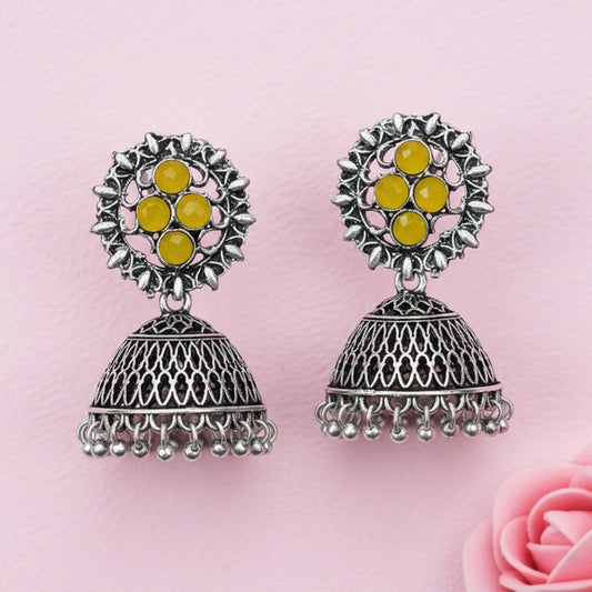 Classic chandlier Jhumka earrings (Yellow)