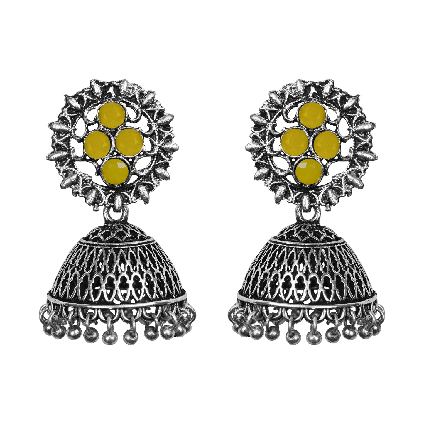 Classic chandlier Jhumka earrings (Yellow)