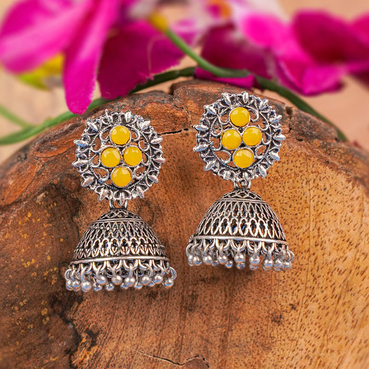 Classic chandlier Jhumka earrings (Yellow)