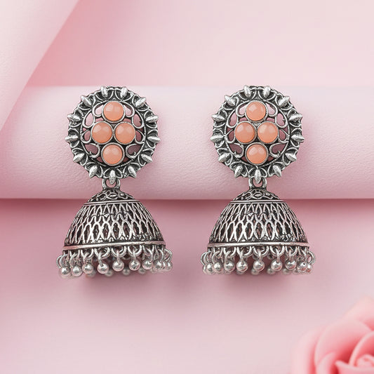 Classic chandlier Jhumka earrings (Light Orange)