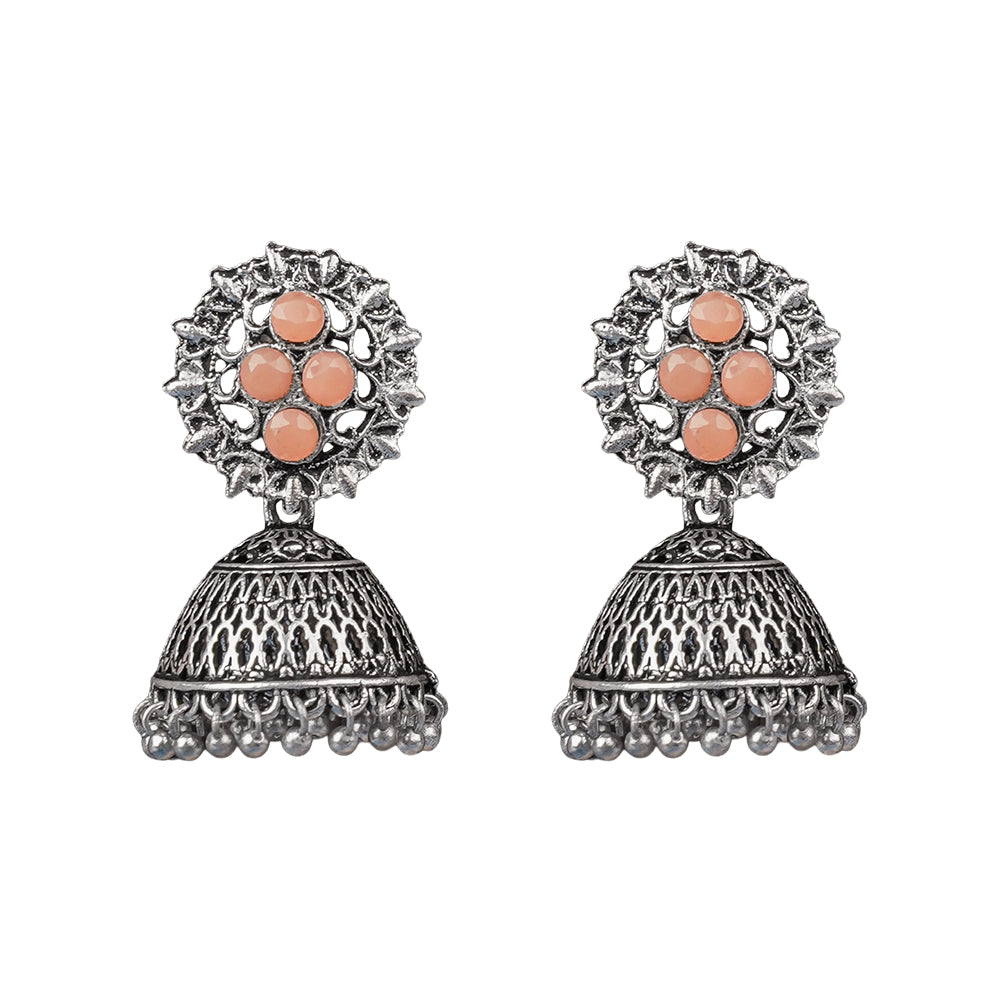 Classic chandlier Jhumka earrings (Light Orange)