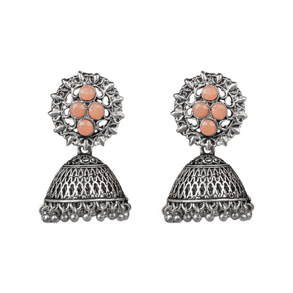 Classic chandlier Jhumka earrings (Light Orange)