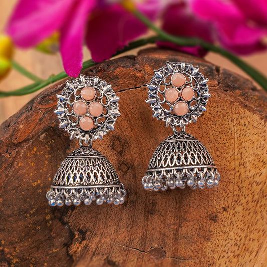 Classic chandlier Jhumka earrings (Light Orange)