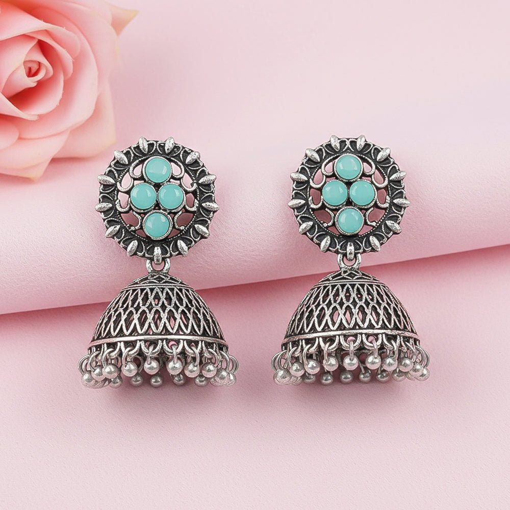 Classic chandlier Jhumka earrings (Mint)