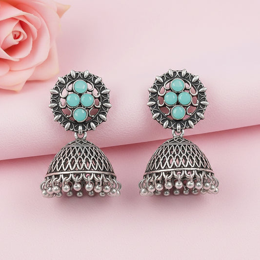 Classic chandlier Jhumka earrings (Mint)