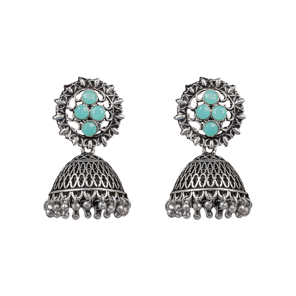 Classic chandlier Jhumka earrings (Mint)