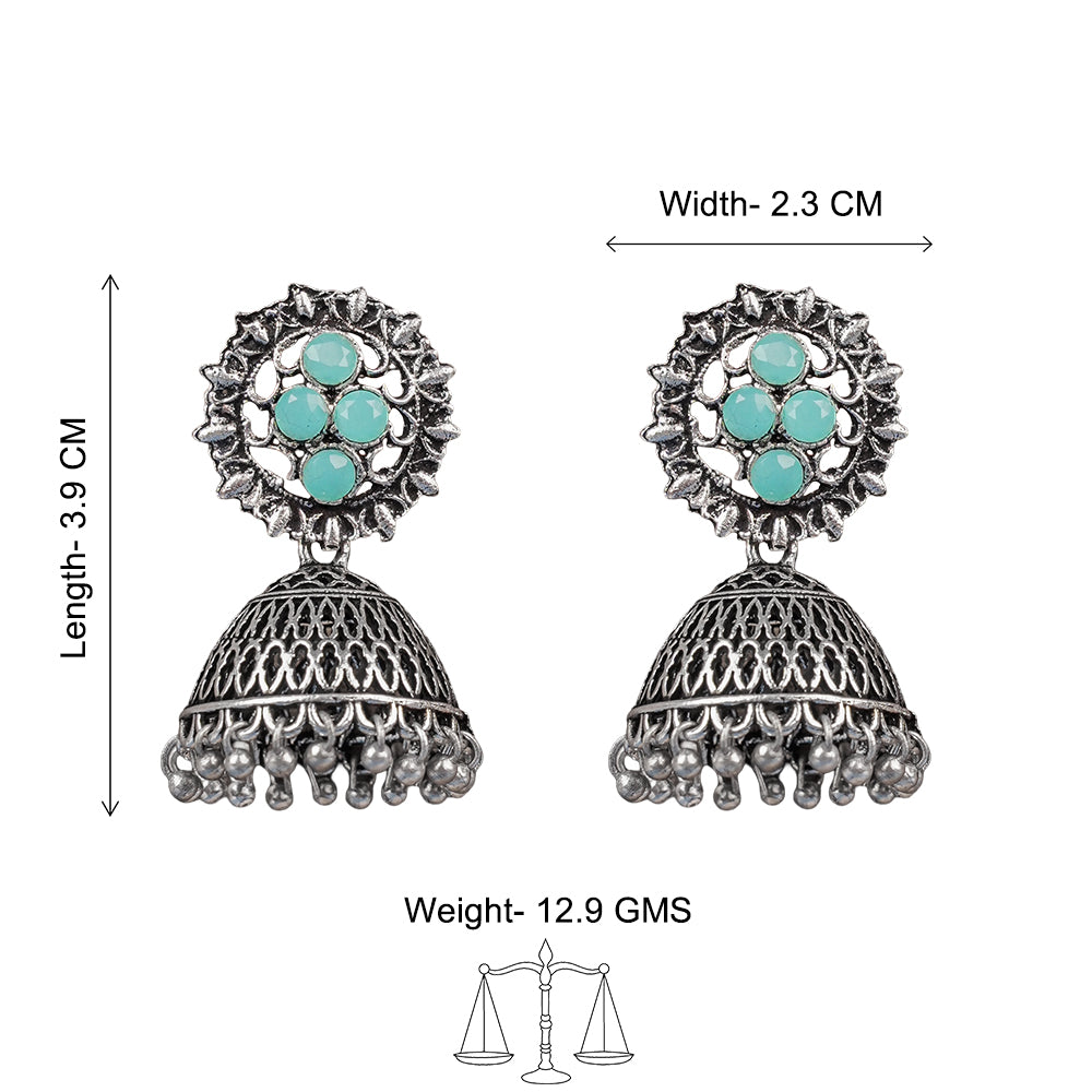 Classic chandlier Jhumka earrings (Mint)