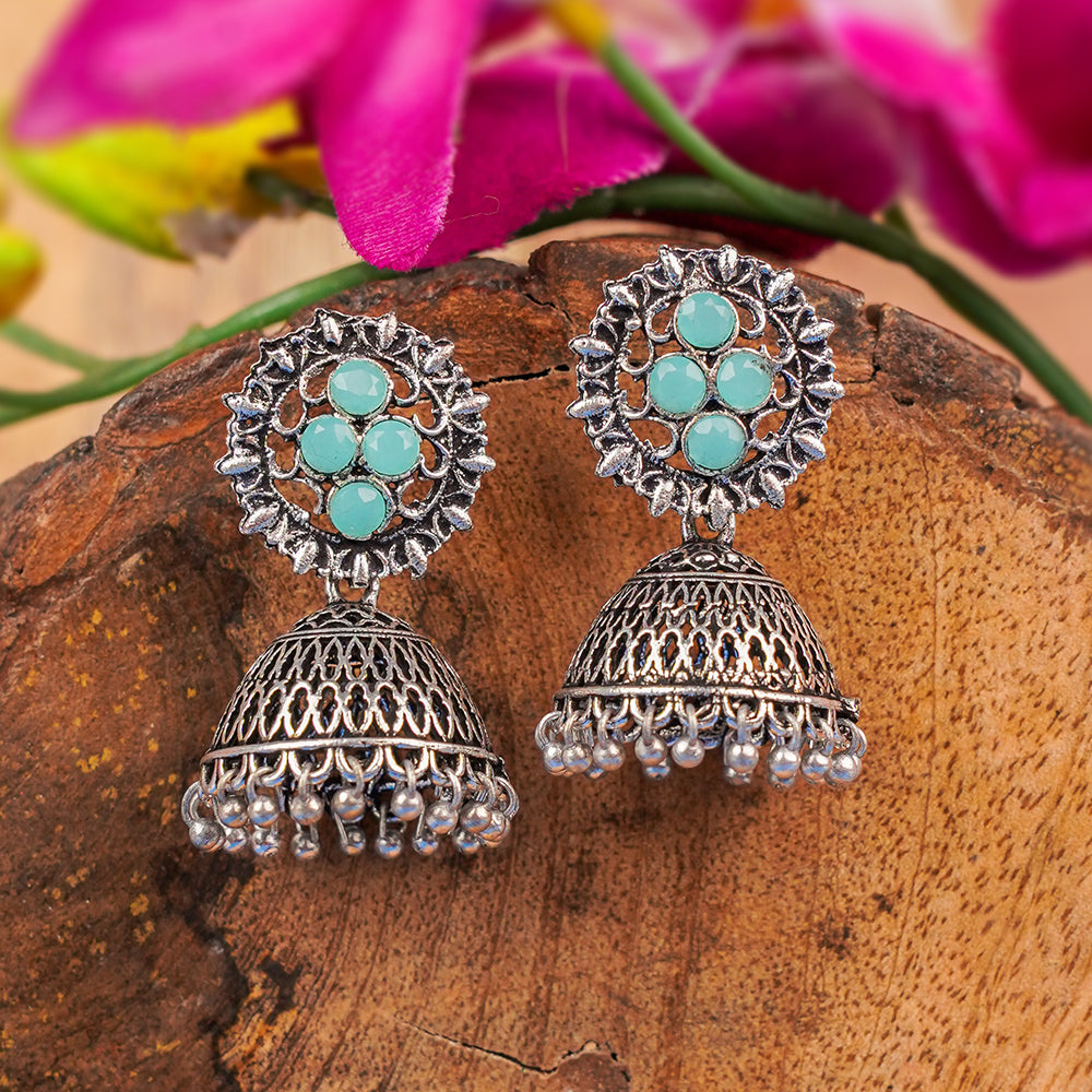 Classic chandlier Jhumka earrings (Mint)