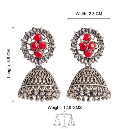 Classic chandlier Jhumka earrings (Dark Red)