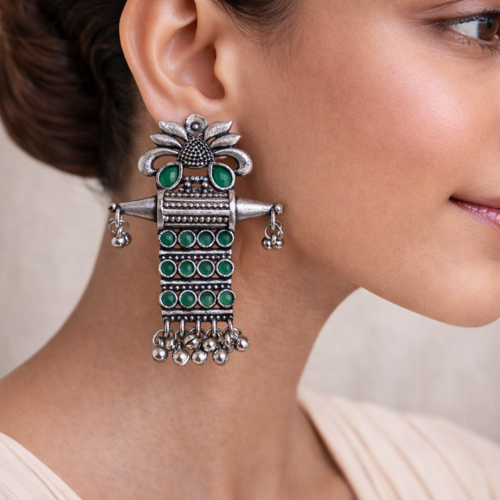 Bindaas Boho dangler earrings (Green)