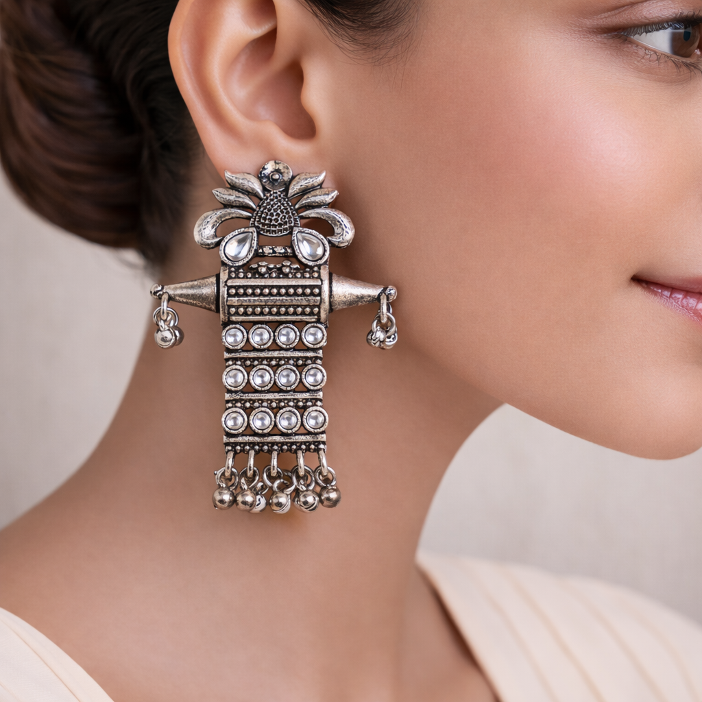 Bindaas Boho dangler earrings (White)