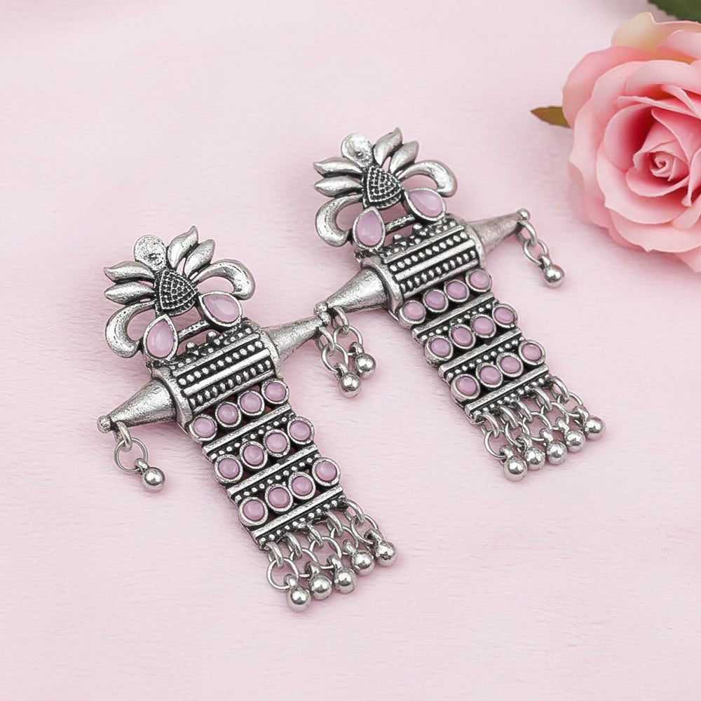 Bindaas Boho dangler earrings (Baby Pink)