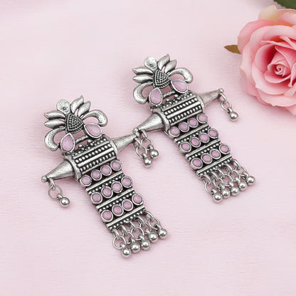 Bindaas Boho dangler earrings (Baby Pink)