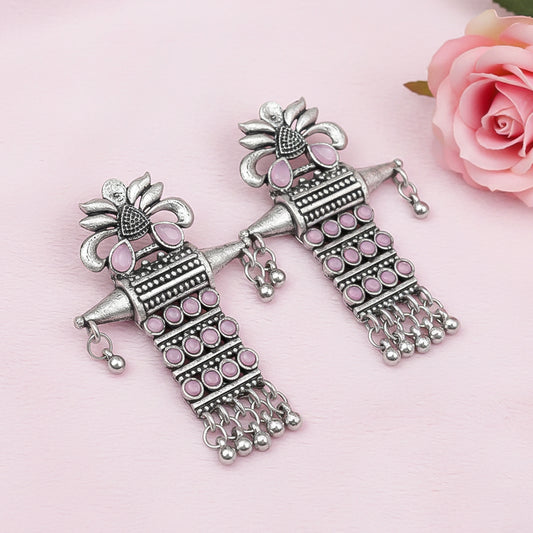 Bindaas Boho dangler earrings (Baby Pink)