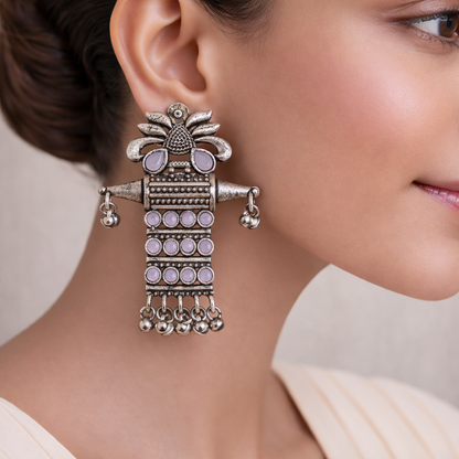 Bindaas Boho dangler earrings (Baby Pink)