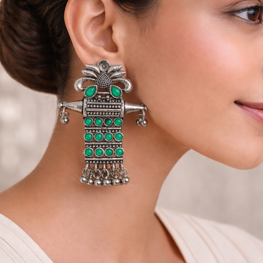 Bindaas Boho dangler earrings (Pista)