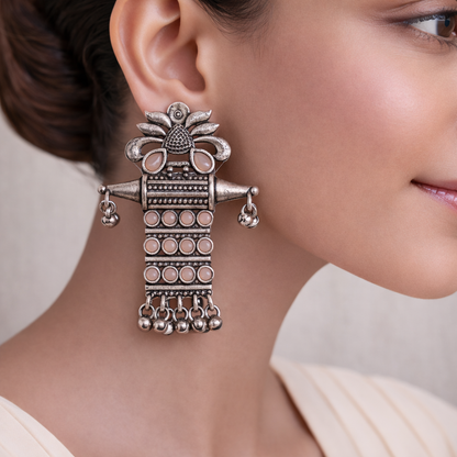 Bindaas Boho dangler earrings (Light Orange)