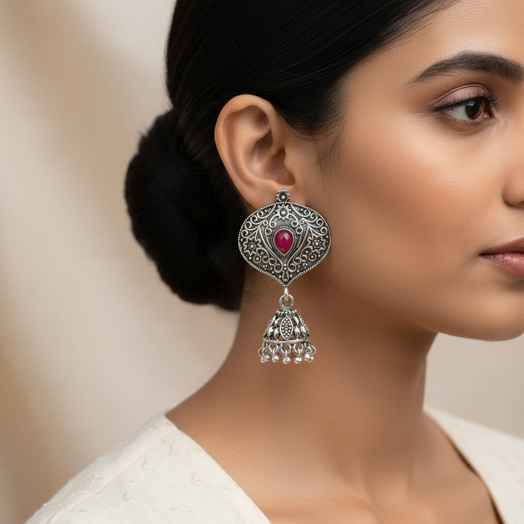 Pretty Petal Jhumki earrings (Red)