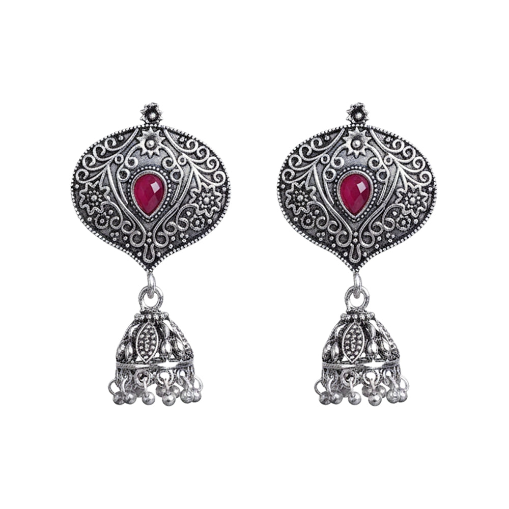 Pretty Petal Jhumki earrings (Red)