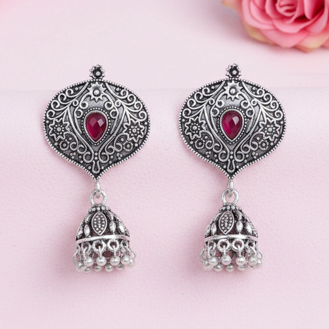 Pretty Petal Jhumki earrings (Red)