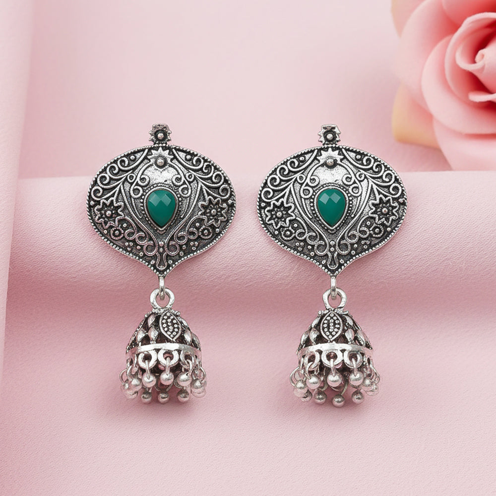 Pretty Petal Jhumki earrings (Green)