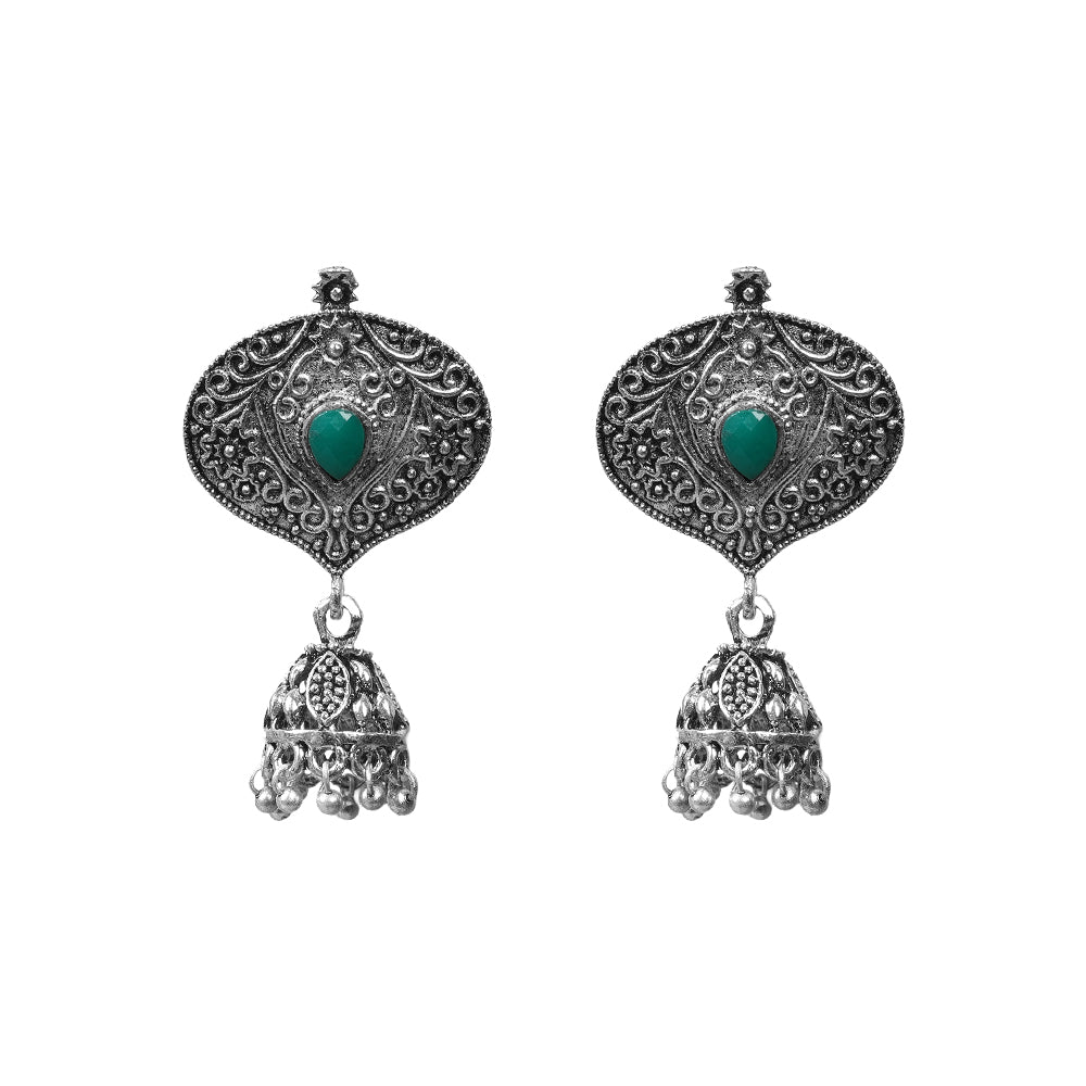 Pretty Petal Jhumki earrings (Green)