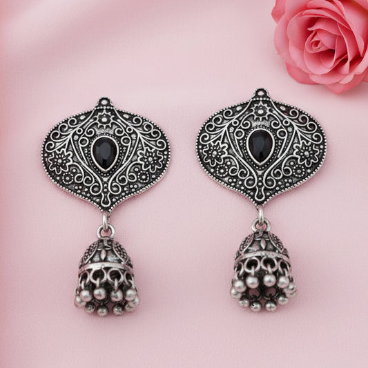 Pretty Petal Jhumki earrings (Black)