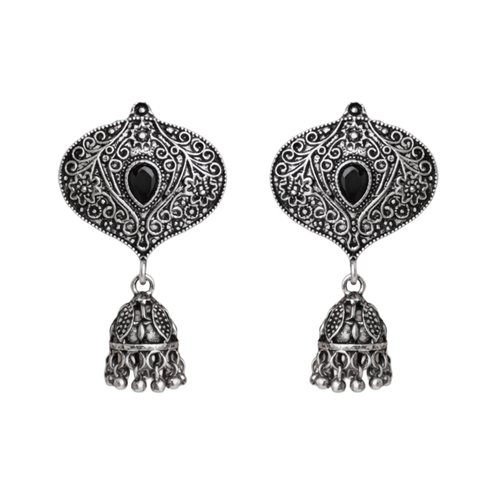 Pretty Petal Jhumki earrings (Black)
