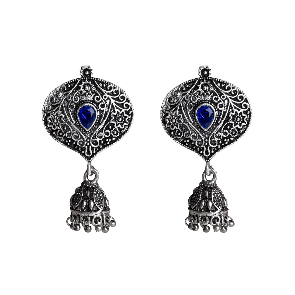 Pretty Petal Jhumki earrings (Blue)