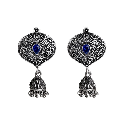 Pretty Petal Jhumki earrings (Blue)