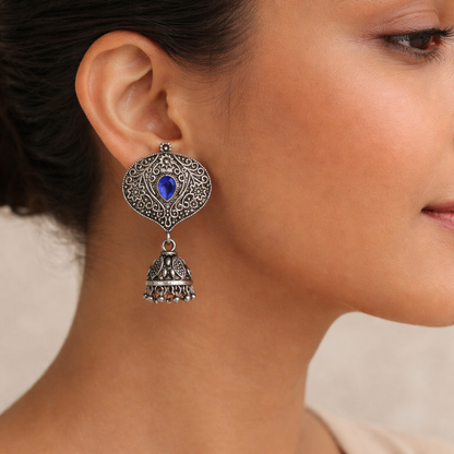 Pretty Petal Jhumki earrings (Blue)