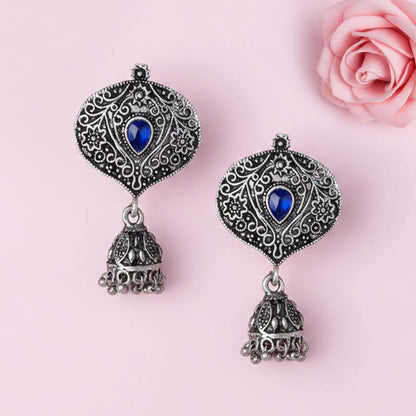 Pretty Petal Jhumki earrings (Blue)