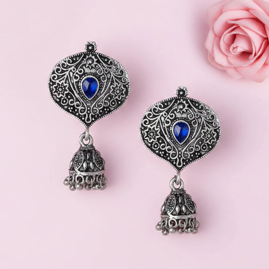 Pretty Petal Jhumki earrings (Blue)