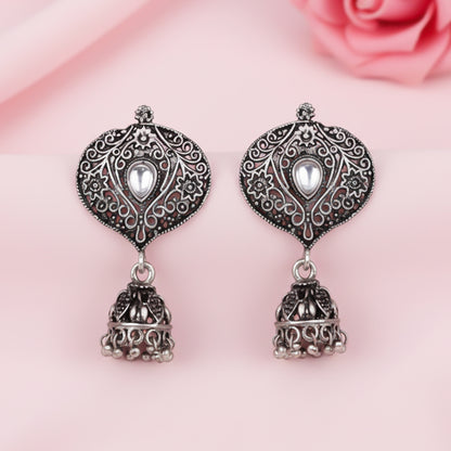 Pretty Petal Jhumki earrings (White)