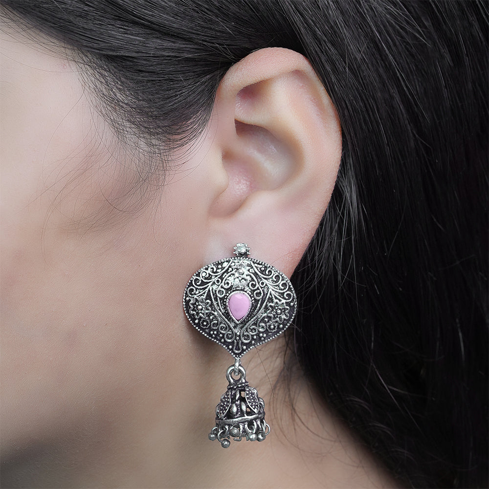 Pretty Petal Jhumki earrings (Baby Pink)
