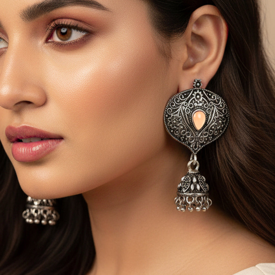 Pretty Petal Jhumki earrings (Light Orange)