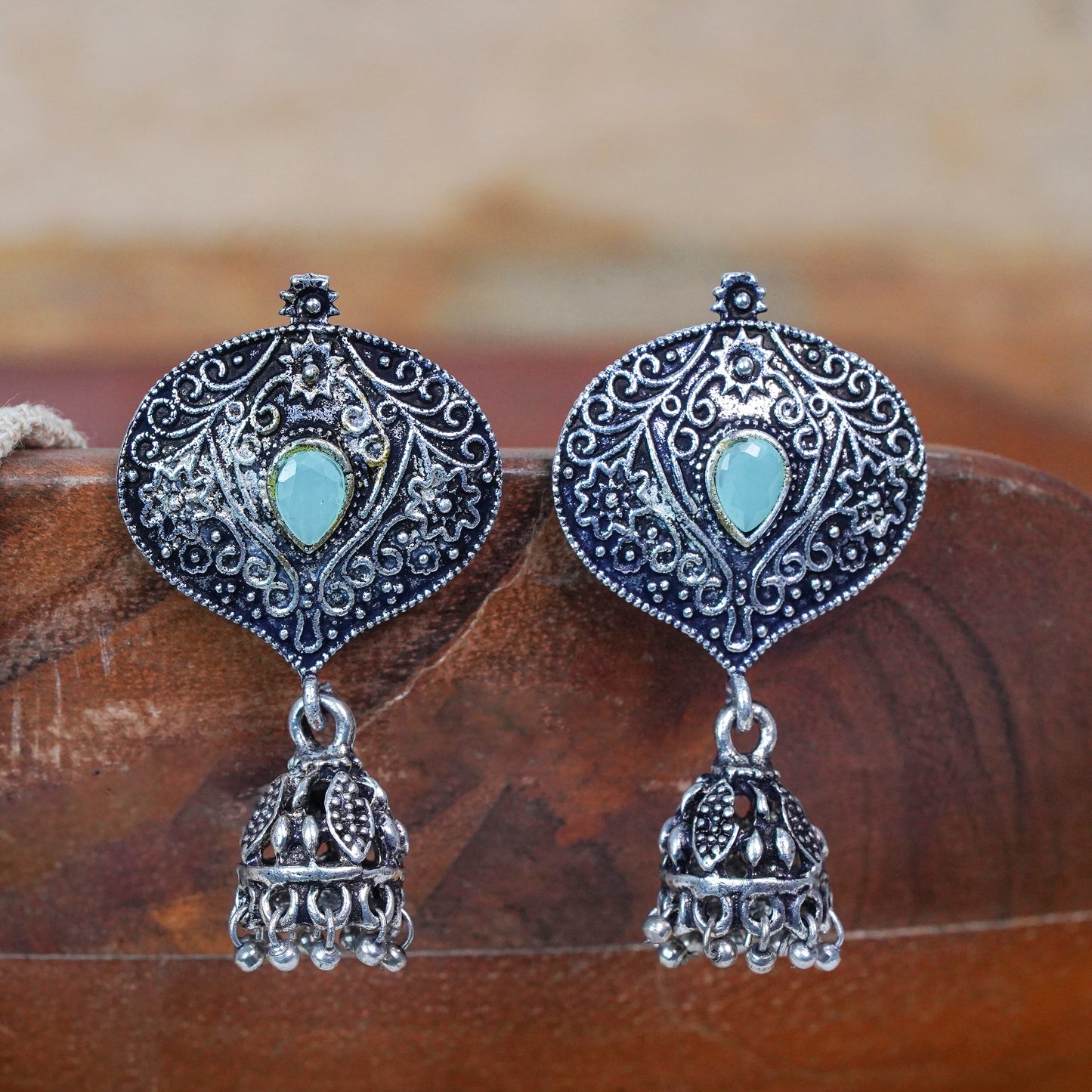 Pretty Petal Jhumki earrings (Mint)