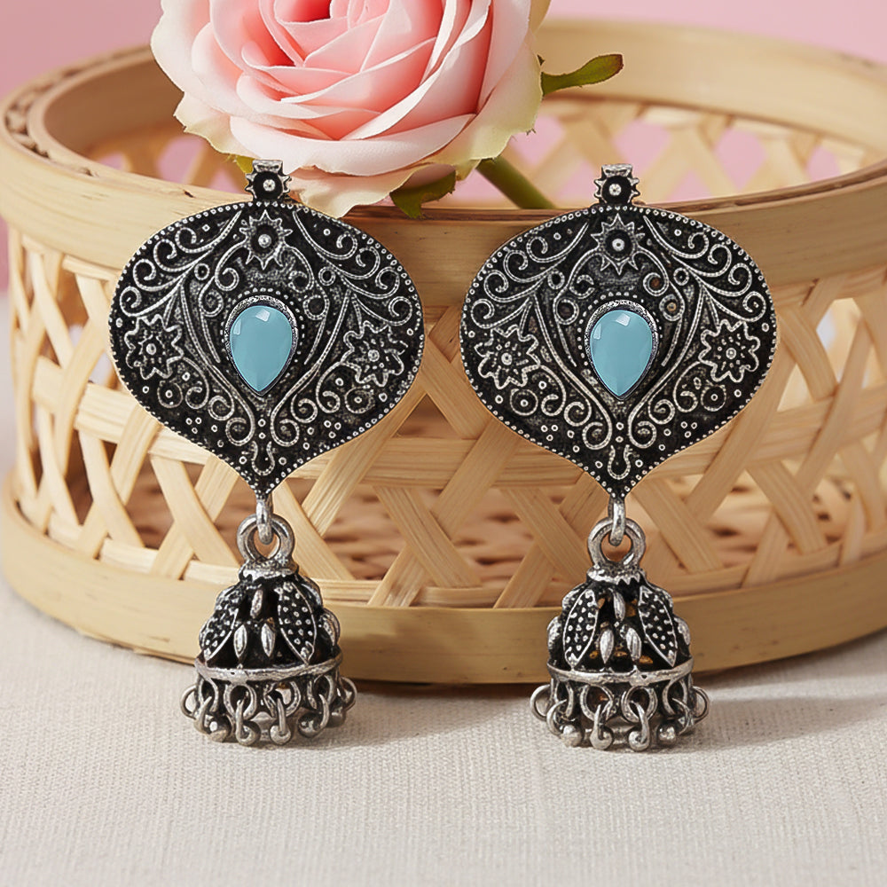 Pretty Petal Jhumki earrings (Mint)