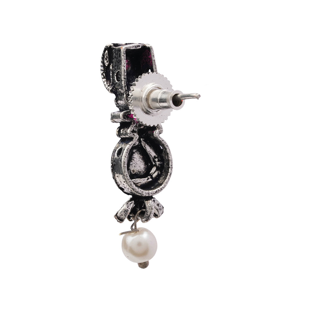 Wonderful wildflower oxidised stud earrings (Red)