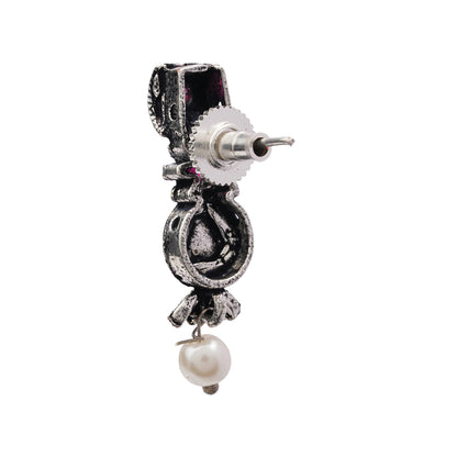 Wonderful wildflower oxidised stud earrings (Red)